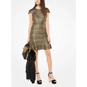 MICHAEL Michael Kors Gold Foil Short Sleeve Dress